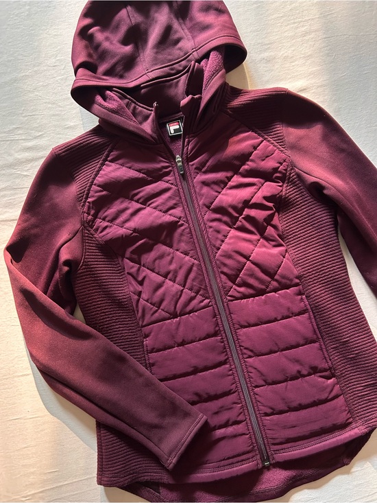 Fila Jackets & Blazers - Fila Sport Quilted Hooded Jacket in Dark Purple/Eggplant Size Medium